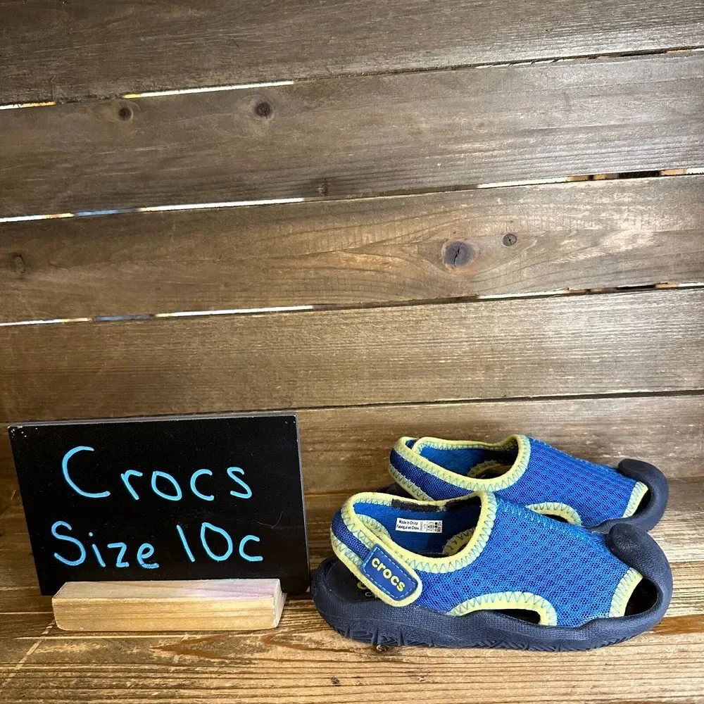 Childrens Little Kids Crocs‎ Swiftwater Blue Water Shoes Sandals Size 10 C GUC